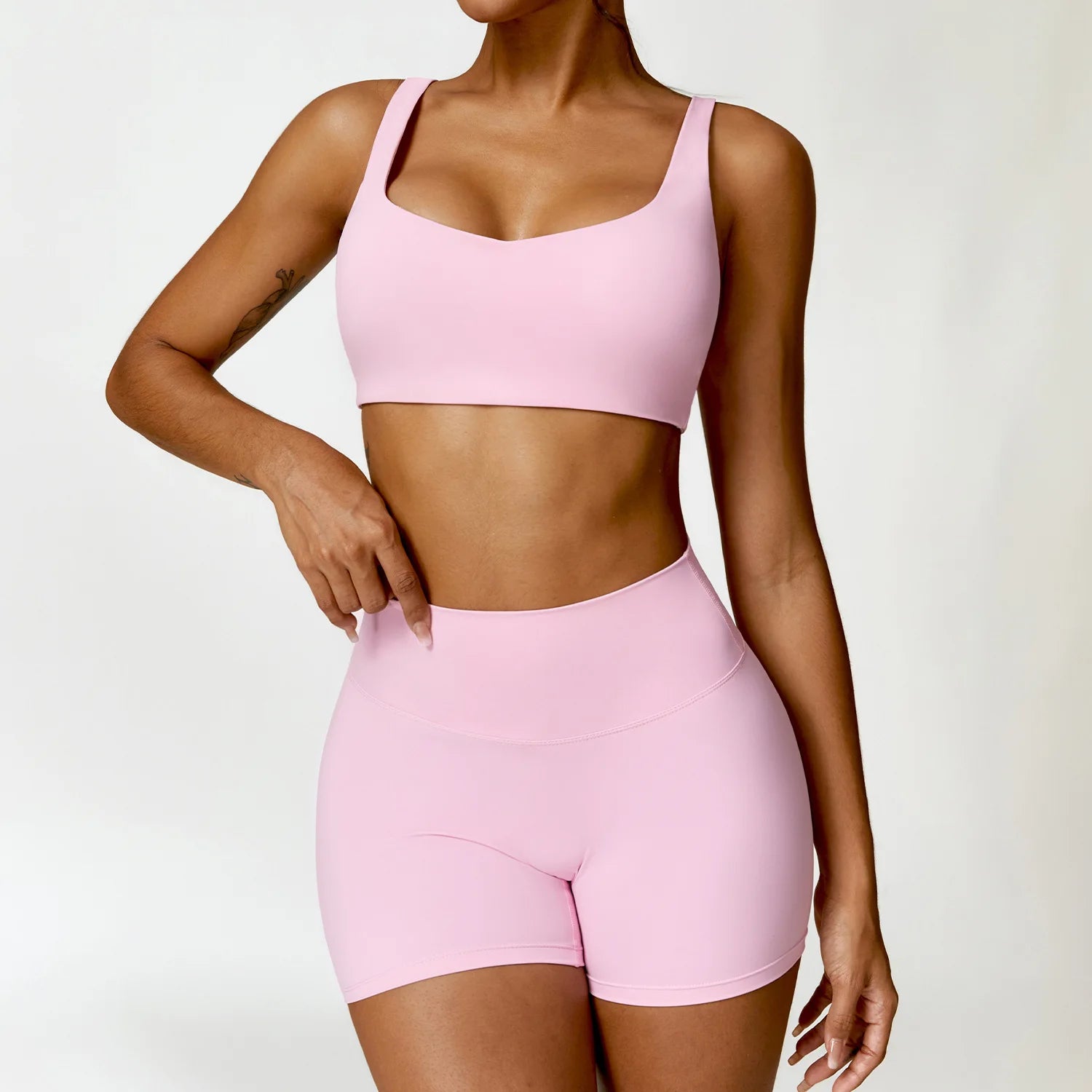 SheVogue 2PCS Women's Tracksuit Yoga Set – Long Sleeve Crop Top & High-Waist Leggings
