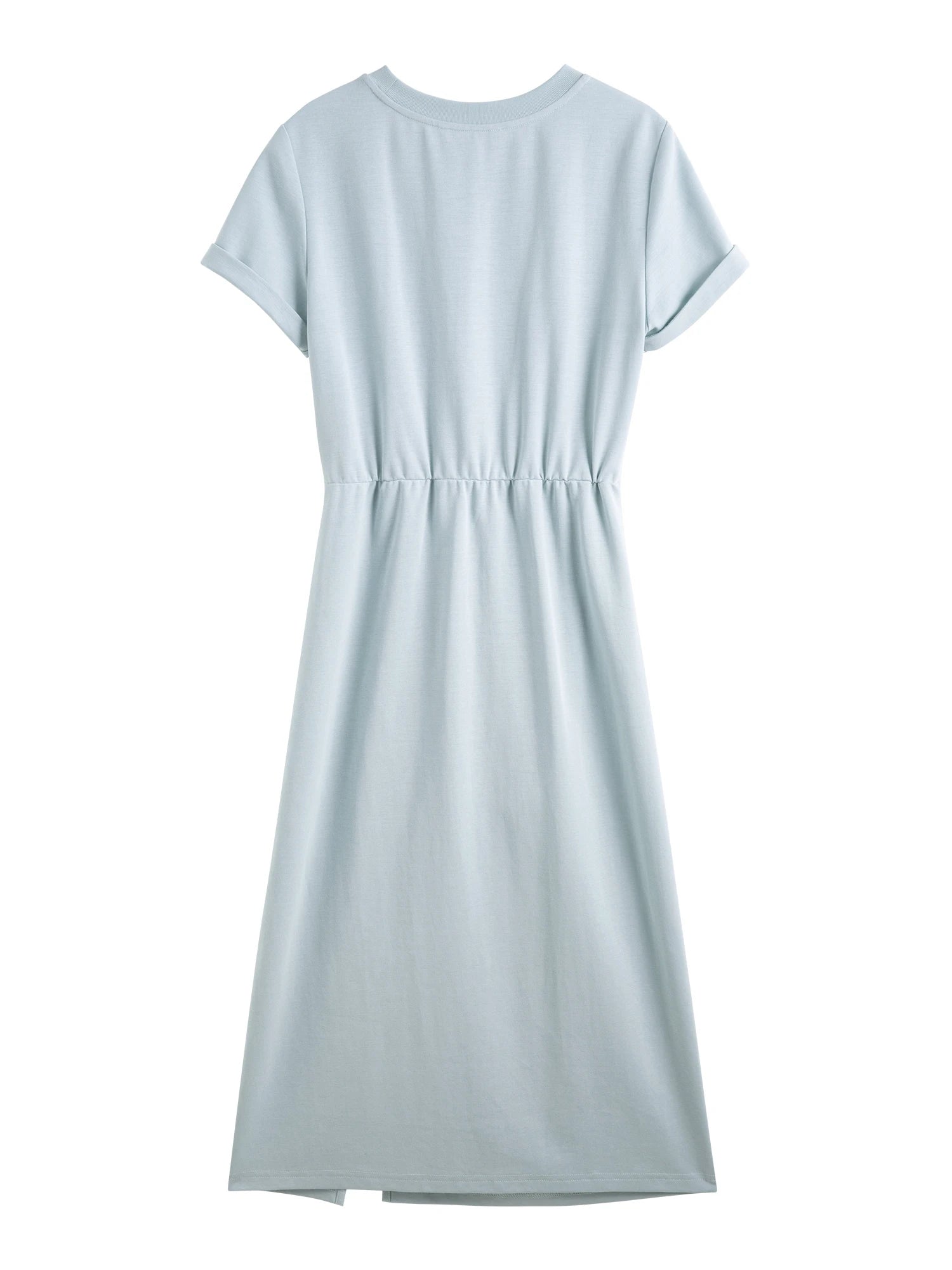 2025 Summer Casual T-Shirt Dress for Women – Solid Grey X-Line Maxi Dress with Round Neck & Short Sleeves