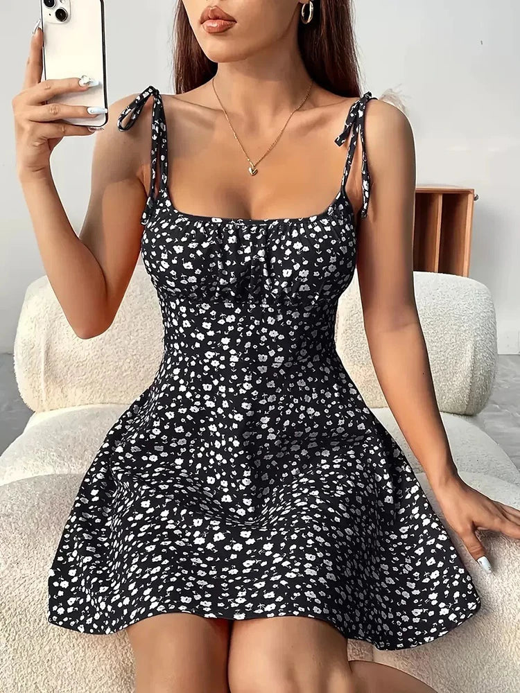 SheVogue 2025 New Arrival – Women's Summer Floral Spaghetti Strap Sundress for Beach & Casual Days