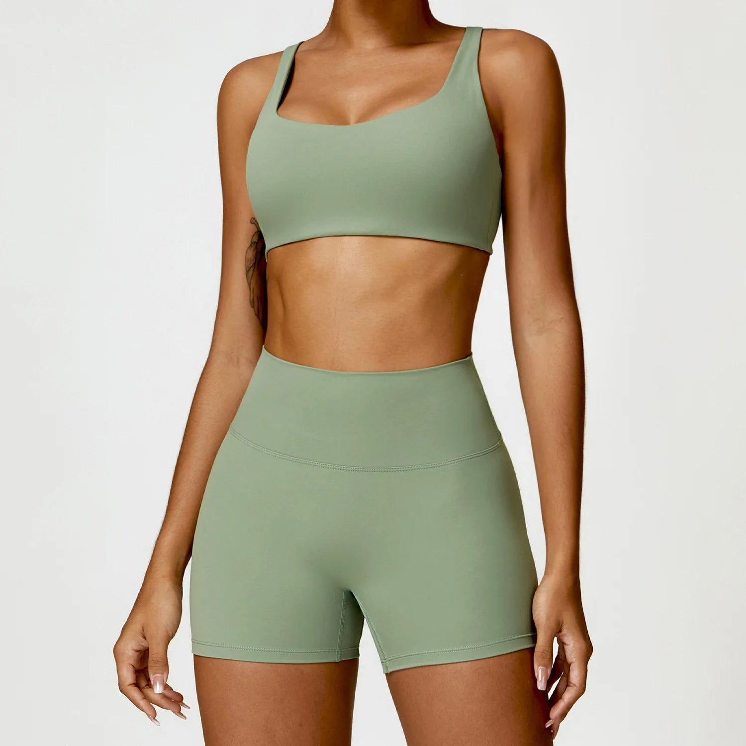 SheVogue 2PCS Women's Tracksuit Yoga Set – Long Sleeve Crop Top & High-Waist Leggings