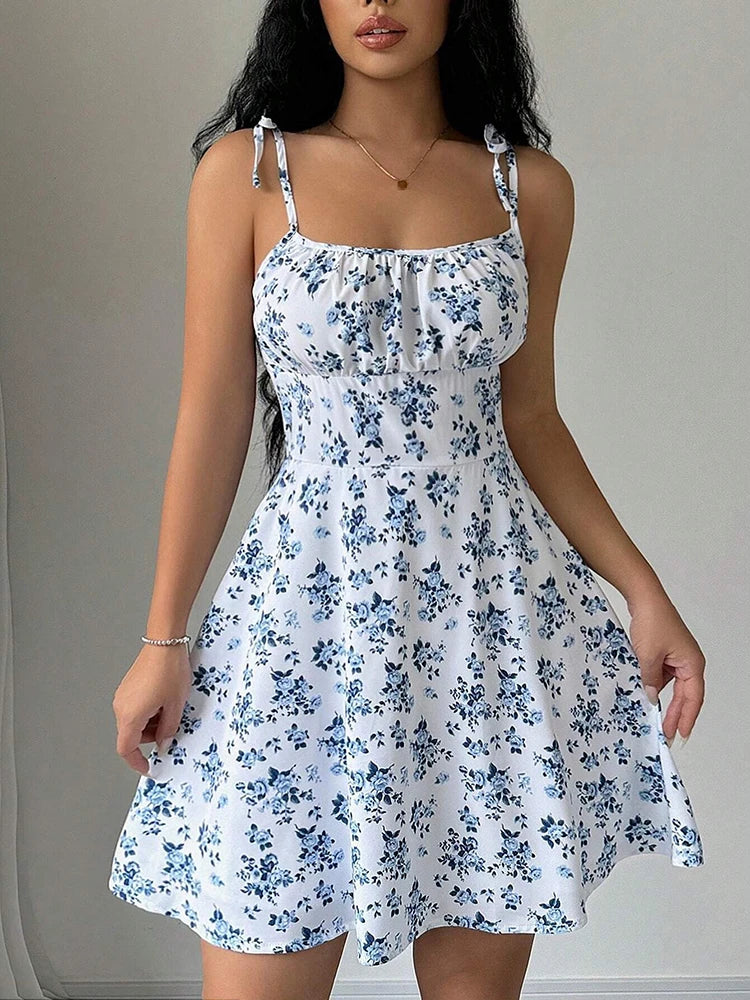 SheVogue 2025 New Arrival – Women's Summer Floral Spaghetti Strap Sundress for Beach & Casual Days