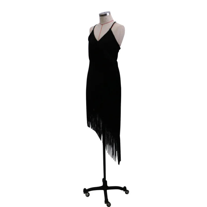Women's V-Neck Backless Party Dress - Tassel Detail Maxi Summer Dress"