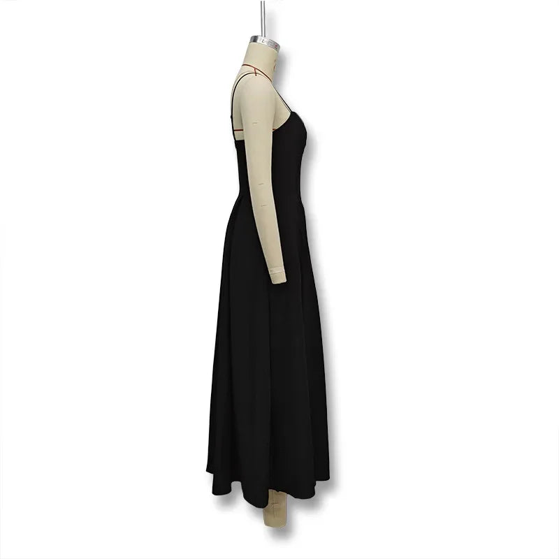 Sexy V-Neck Open-Back Tank Dress - Black