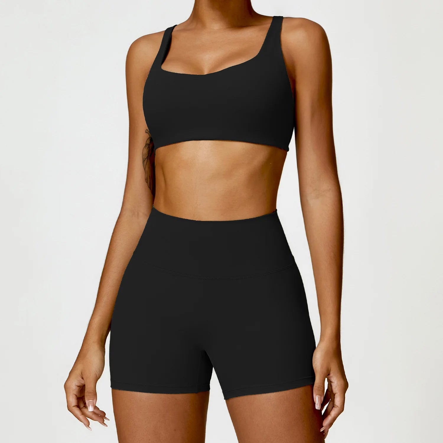 SheVogue 2PCS Women's Tracksuit Yoga Set – Long Sleeve Crop Top & High-Waist Leggings