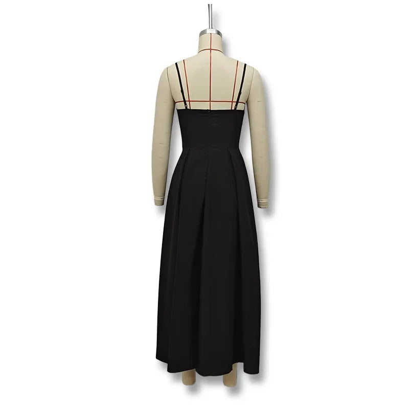 Sexy V-Neck Open-Back Tank Dress - Black