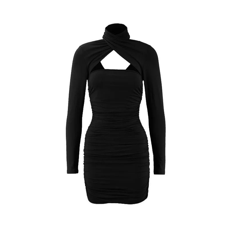 SheVogue 2025 Sexy Halter Neck Cross Strap Mini Dress – Spice Girls Vibes for Summer Nights