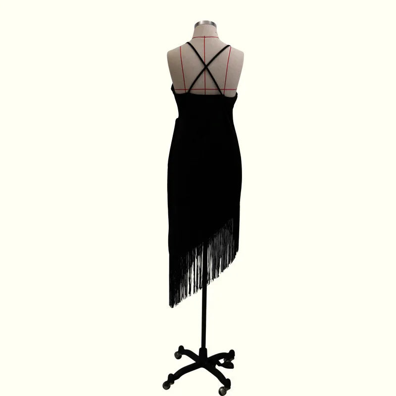 Women's V-Neck Backless Party Dress - Tassel Detail Maxi Summer Dress"