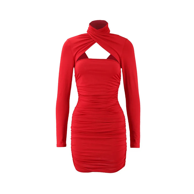 SheVogue 2025 Sexy Halter Neck Cross Strap Mini Dress – Spice Girls Vibes for Summer Nights