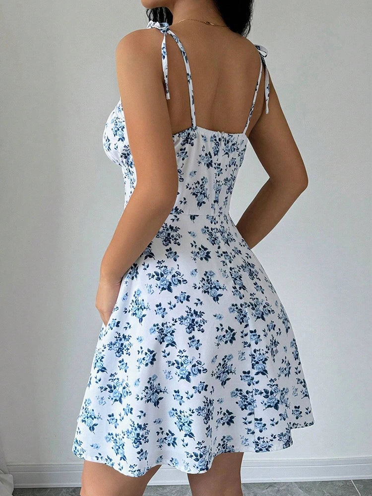 SheVogue 2025 New Arrival – Women's Summer Floral Spaghetti Strap Sundress for Beach & Casual Days