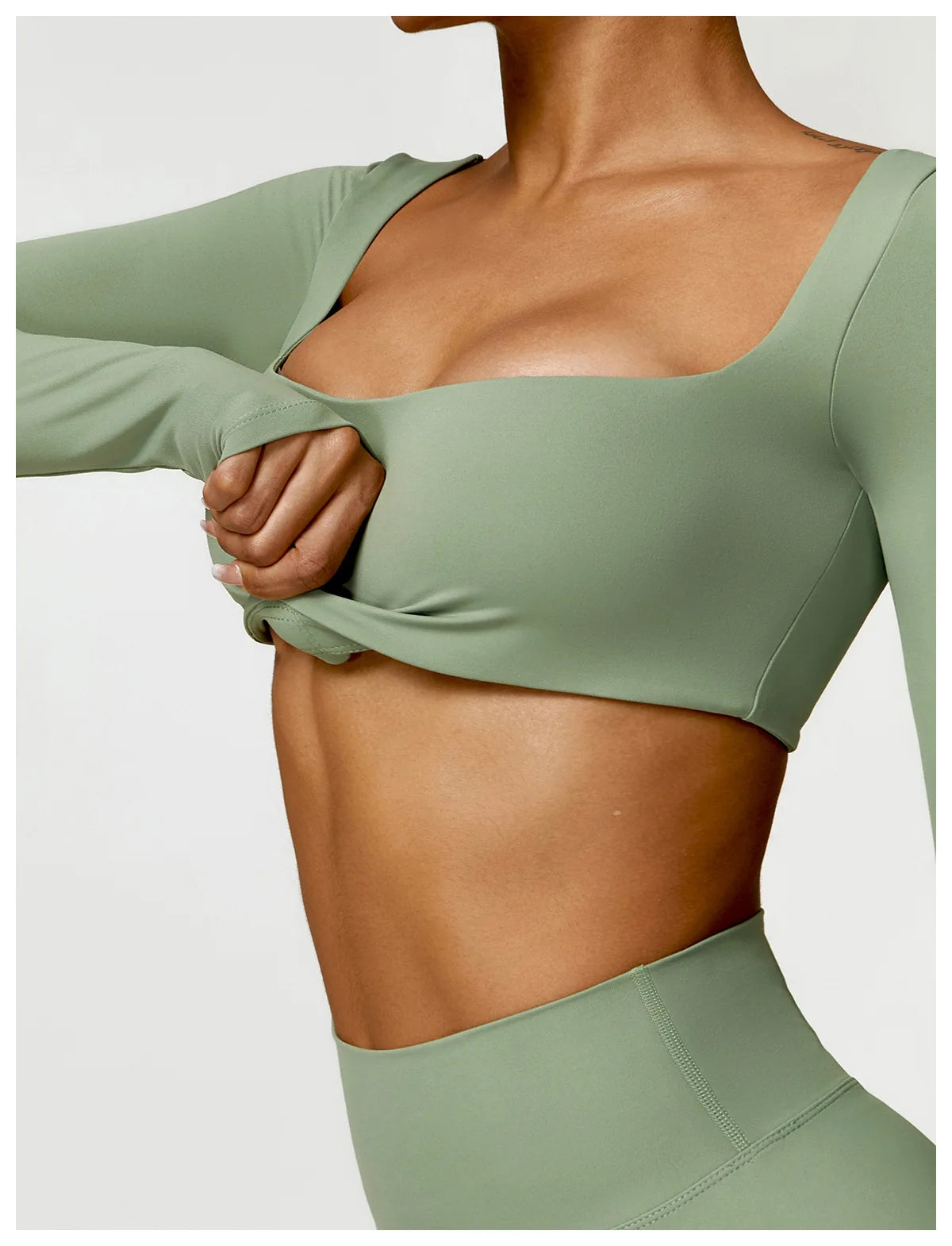 SheVogue 2PCS Women's Tracksuit Yoga Set – Long Sleeve Crop Top & High-Waist Leggings
